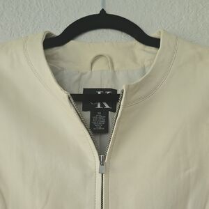 Calvin Klein Cream Leather Jacket Minimalist Design